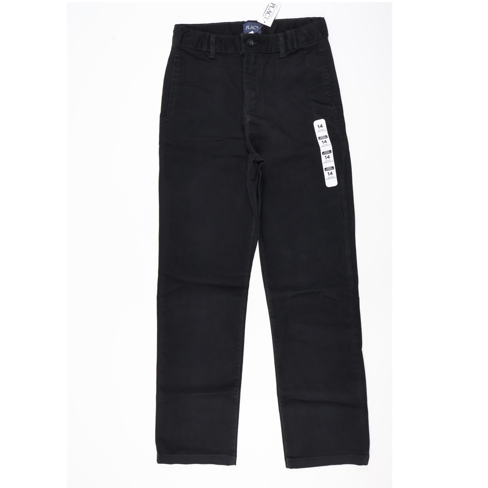 The Children's Place Chino Pants Straight Leg Black Solid 14 NWT